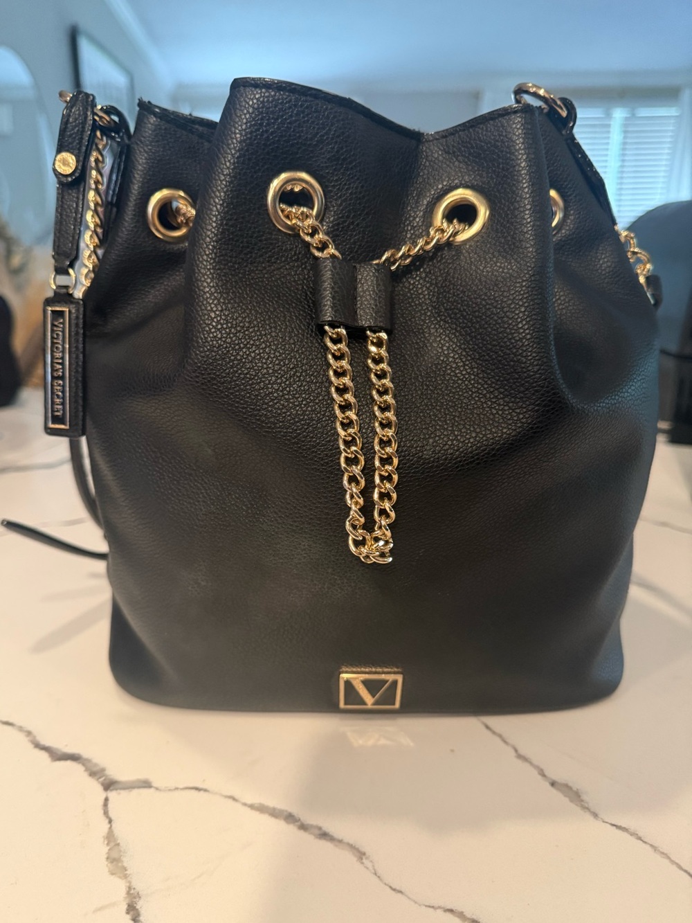 Victoria’s Secret Black Gold Chain Bucket Crossbody Bag